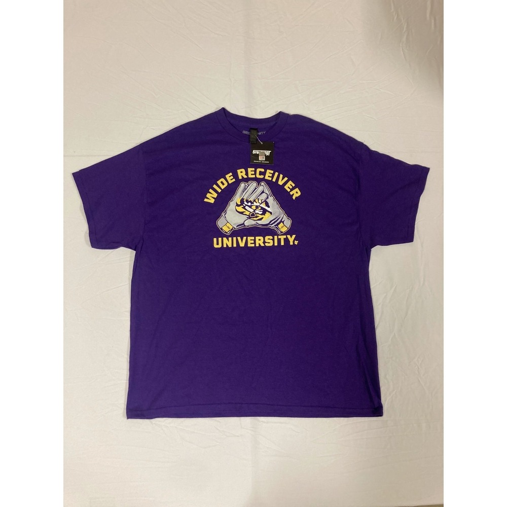 LSU Wide Receiver University Breaking T Football T-Shirt Purple Men's Size 2XL